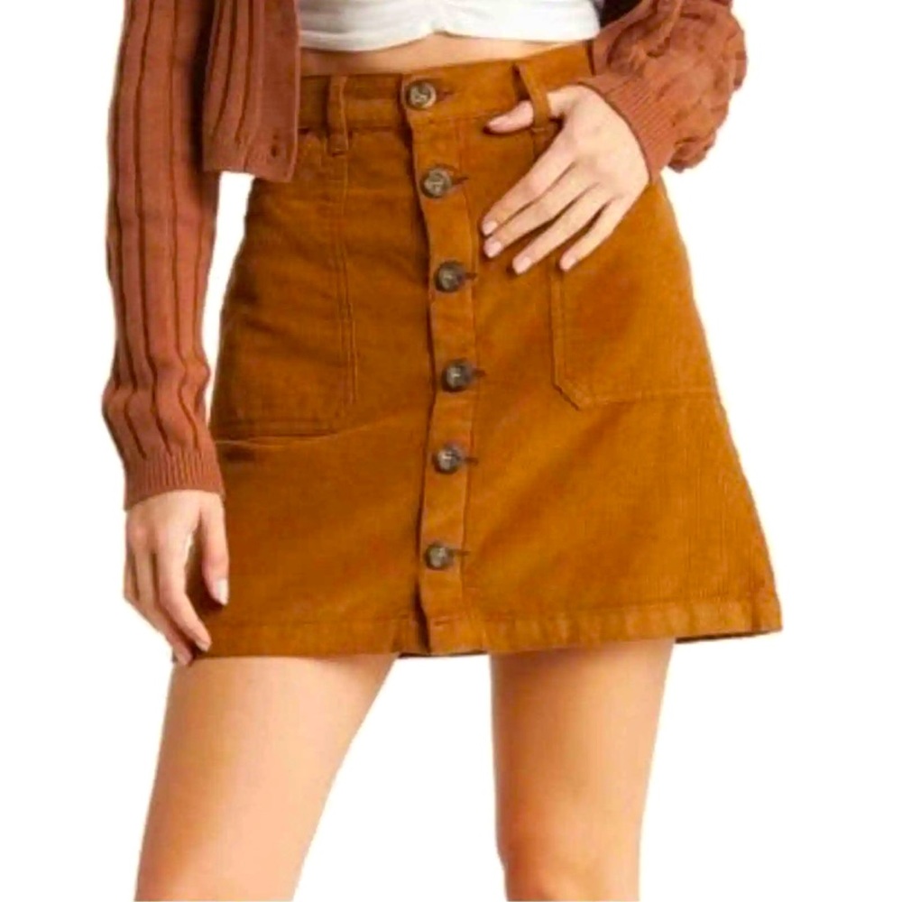 (NWT) High Rise Corduroy Skirt - Size 10 (Ginger Biscuit)